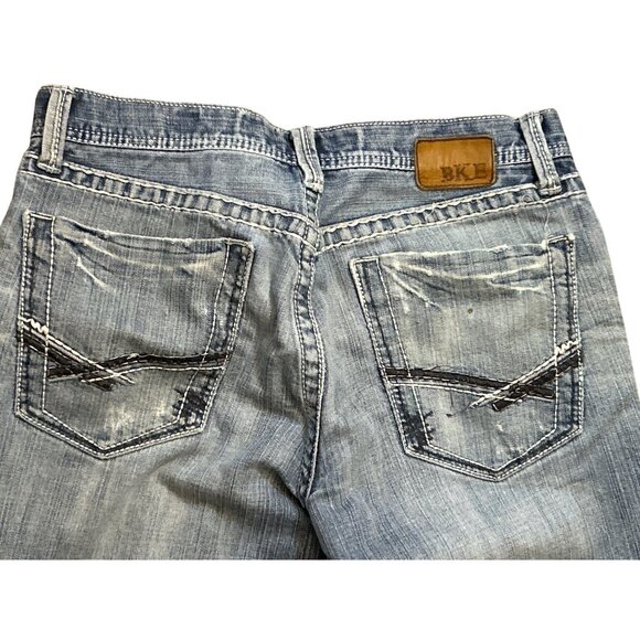 BKE Womens Low Rise Distressed Boot Cut Crop Jeans Size 32 Y2K Grunge - Picture 4 of 7
